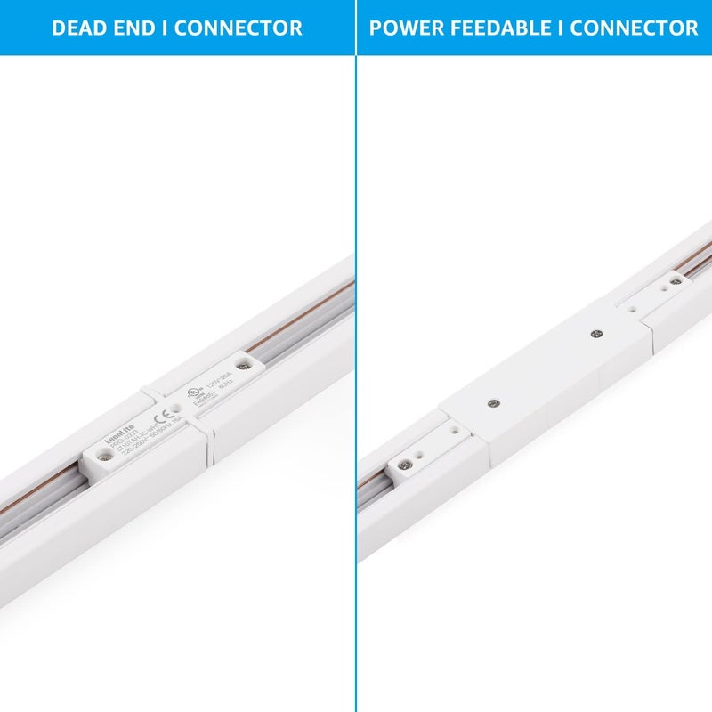 LEONLITE H Track Power Feedable I Connector, H Type Single Circuit 3-Wire-1 Track Lighting Kit, UL Listed, Flame Retardant Material, for H Track System, White - Image 2